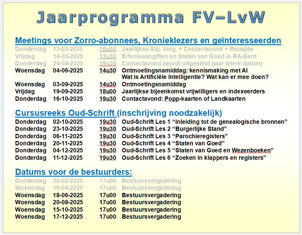 Jaarprogramma 2025